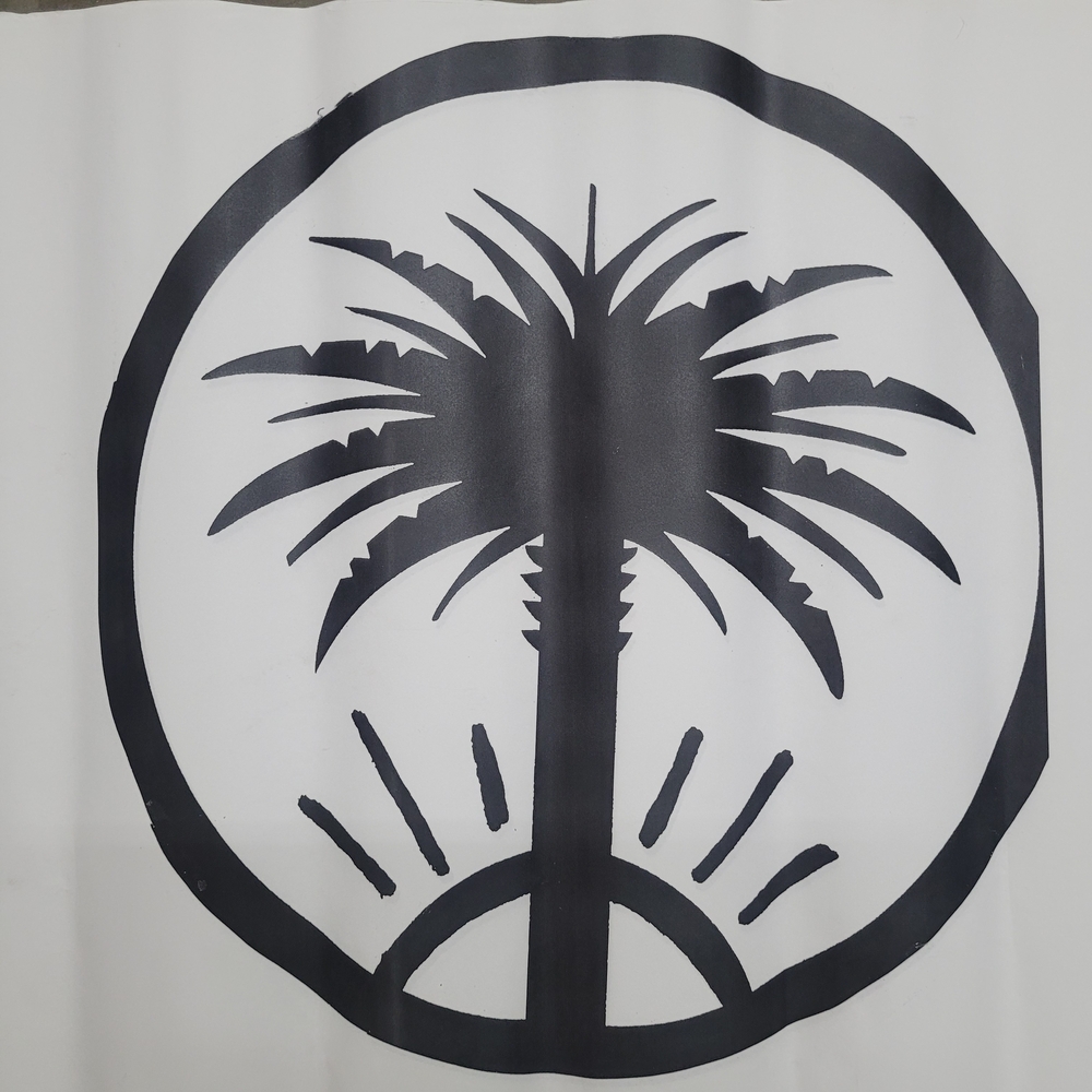 Palm Tree Peace Sign Poster Wall Art, 1990s Clip Art ~ 18" - Made By Prop Master